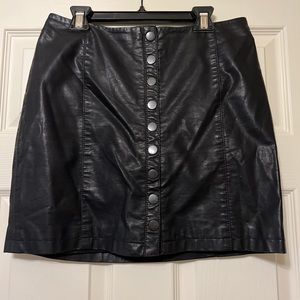 Free people faux leather button up skirt